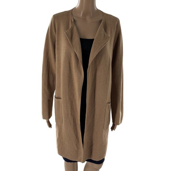 J. Crew Khaki Tan Juliette Collarless Open Front Cardigan Sweater Blazer - Picture 5 of 12
